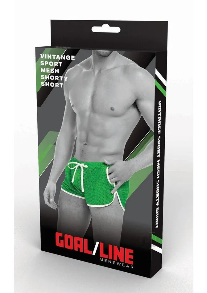 Boyztown Marketing Male Sex Toys Goal Line Side Split Mesh Short Lxl Grn