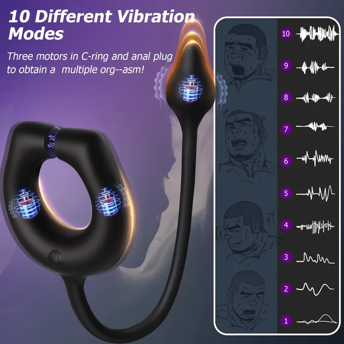 Male Sex Toys Amovibe Magnetic Cock Ring with 10 Vibrations