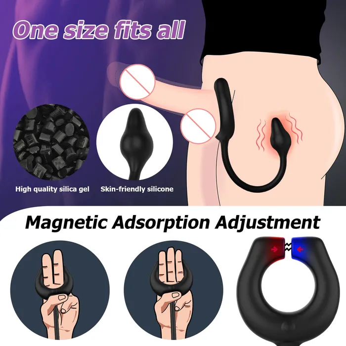 Male Sex Toys Amovibe Magnetic Cock Ring with 10 Vibrations